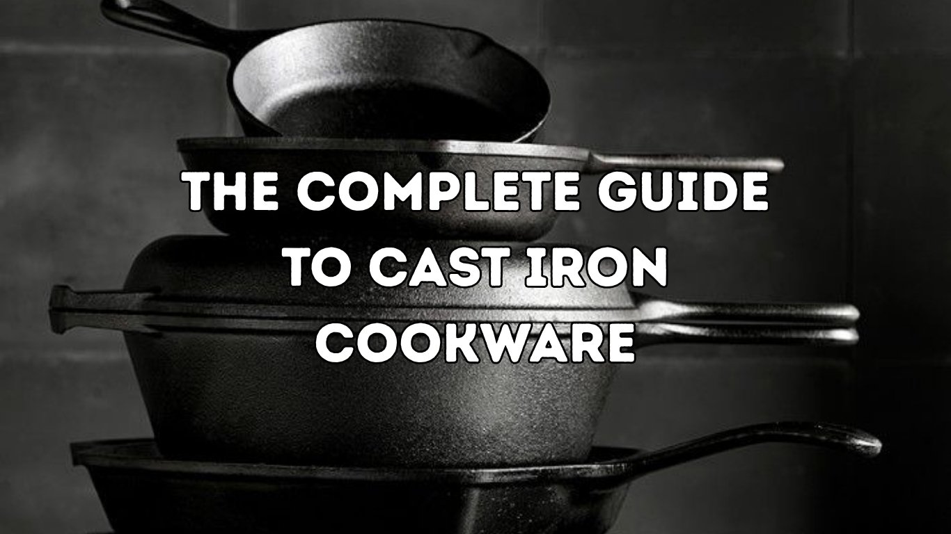 Stack of pre-seasoned cast iron skillets with black cooking surfaces